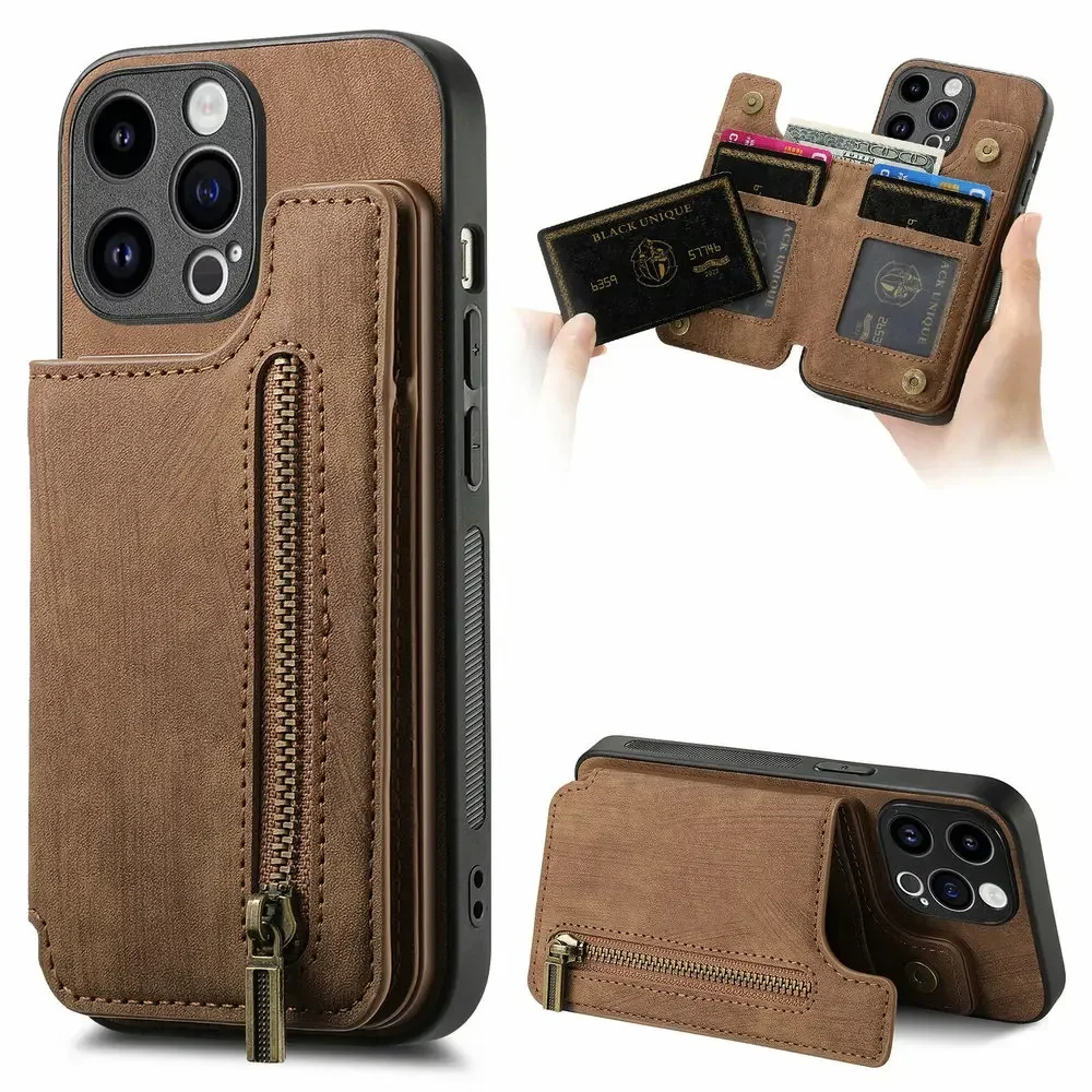 Zipper Wallet Leather Card Holder Case with Enhanced Compatibility