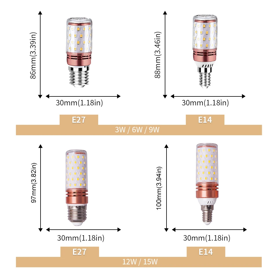 LED 콘 램프 6개 9W 15W 220V 110V 강한 빛 3000K 4000K 6000K E27 E14 램프 홀더 가정 비상 조명