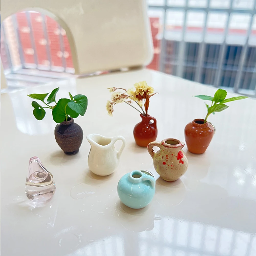 8pcs Cute Ceramic Vase Refrigerator Magnets 3D Refrigerator Stickers Decoration for Kitchen Office Whiteboard