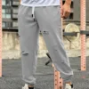 Mens Streetwear Casual Trend Cuffed Pants Jogging Drawstring Sweatpant Ripped Trousers Gym Fitness Sports Bottom Male Costume 3