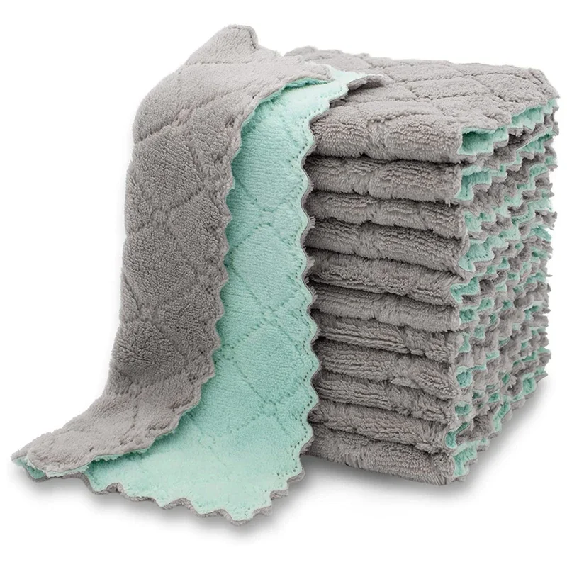 Microfiber Dish Cloths Microfiber Kitchen Cloth Dish Towels Super Absorbent Coral Velvet Dishtowels Nonstick Oil Washable Fast Drying 5/10/20pcs