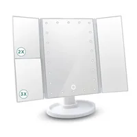 LED Vanity Makeup Mirror with Touch Control, Adjustable Lighting 1X, 2X, 3X Magnification, Trifold Design Ideal Gift for Women