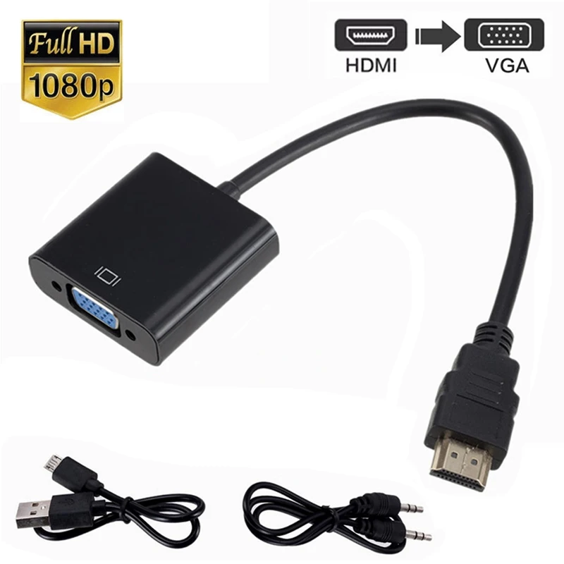 Convertitore Hd 1080P Hdmi A Vga Cavo Hdmi Con Alimentatore Audio Adattatore Hdmi Maschio A Vga Femmina Per Laptop Ps4 Tv Box Xbox Tv