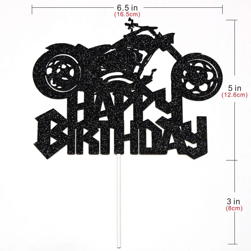 Description Picture 2 of itemMotorcycle Cake Topper Kids Man Boys Happy Birthday Black Bicycle Cupcake Toppers Wedding Decoration Party Baking Supplies DIY
