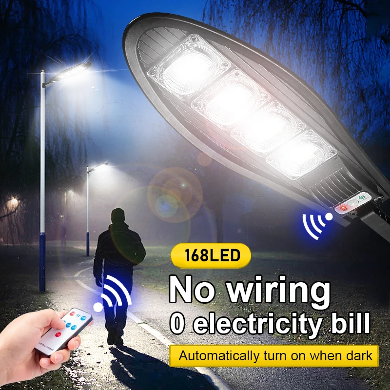 

NEW 2022 Outdoor Solar 168LED Light 3 Modes Solar Light Lamp Waterproof Motion Sensor Sunlight Yard Garden Street Lamp