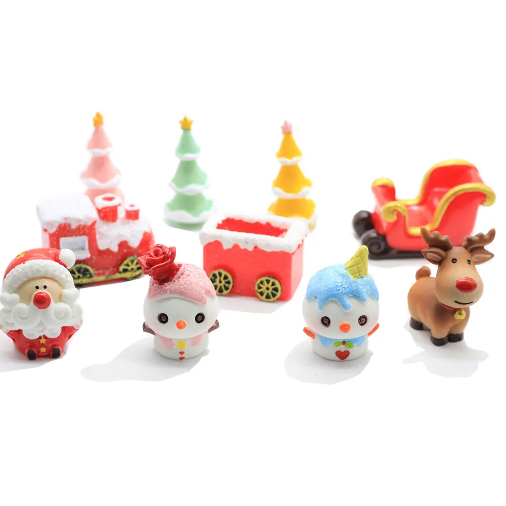 Christmas theme resin ornament 3D Christmas tree snowman statue fairy tale garden home table decoration landscape