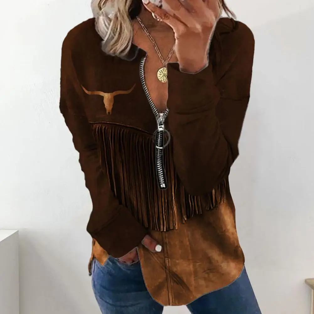 

Christmas Print Tops Autumn Winter New Elegant Fashion O-Neck Zip Blouse Shirts Women Casual Long Sleeve Pullover Streetwear