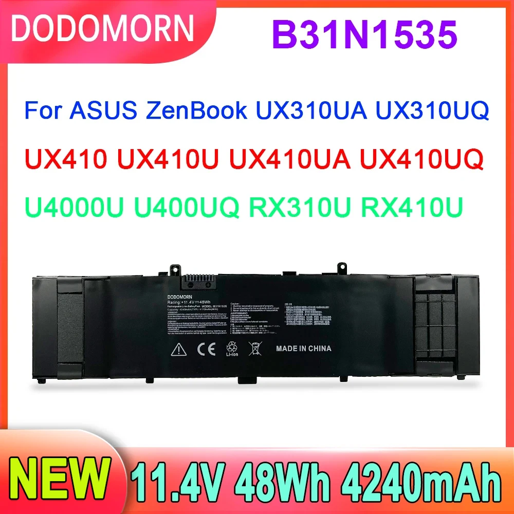 B31N1535 baterie pro ASUS zenbook UX310 UX310UA UX310UQ UX410 UX410U UX410UA UX410UQ U4000U U400UQ RX310U notebook 11.4V