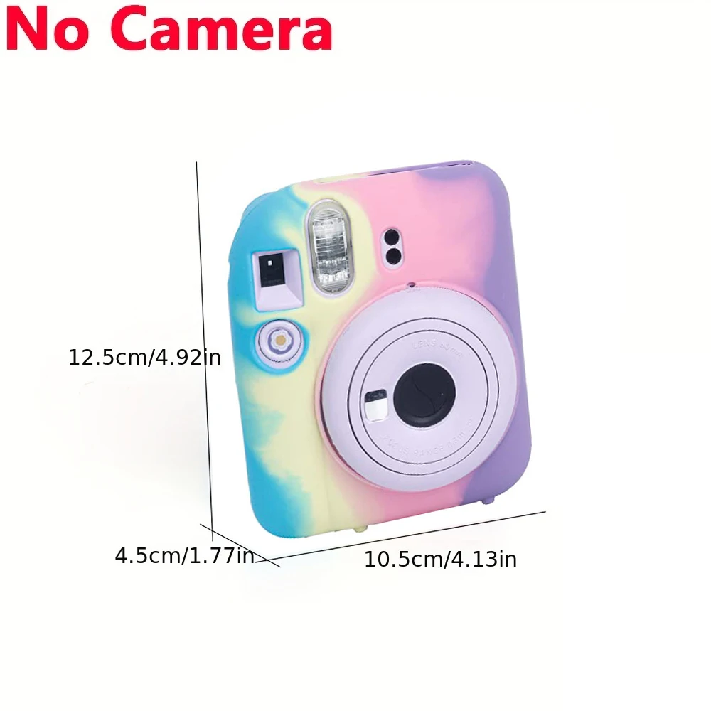 1pc Silicone Protective Case for Instax Mini 12 Instant Camera with Adjustable Strap-Dark Gradient (Camera Not Included)