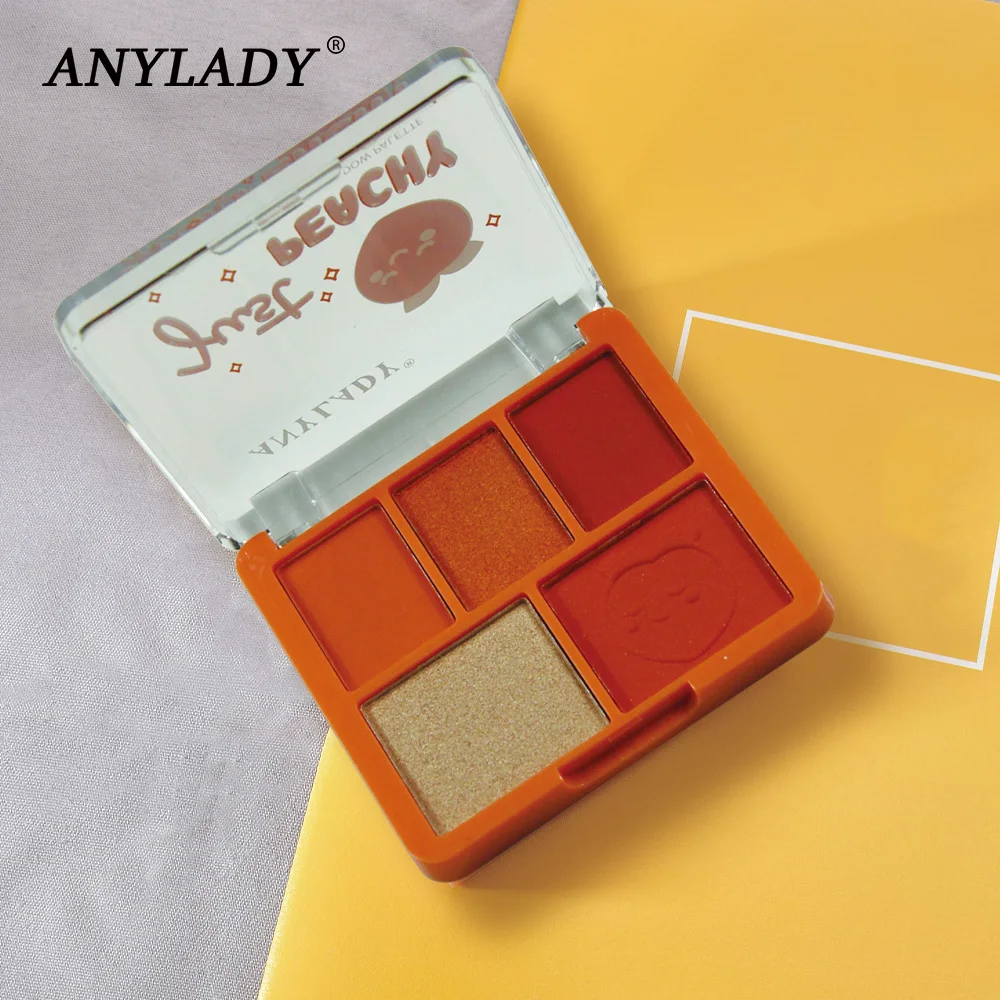 Персиковая палитра теней для век ANYLADY блестящая золотистая матовая макияжа глаз 5