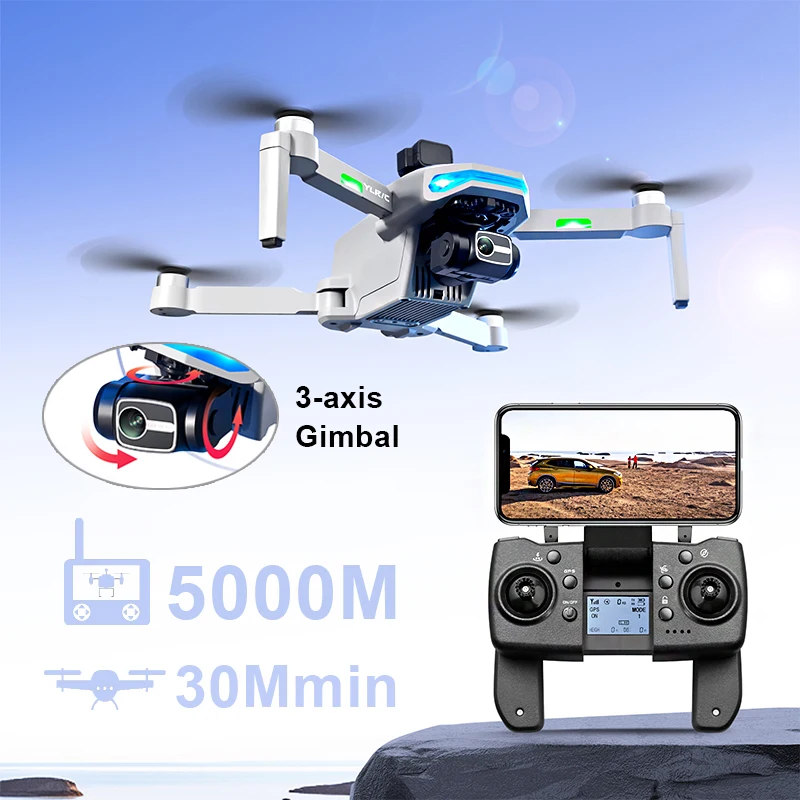 Drone quadcopter S135 RC Drone with Camera 5G WiFi 8K HD Dual Camera 360 Laser Obstacle Avoidance Three Axis Pan-tilt GPS Return Quadcopter Drone