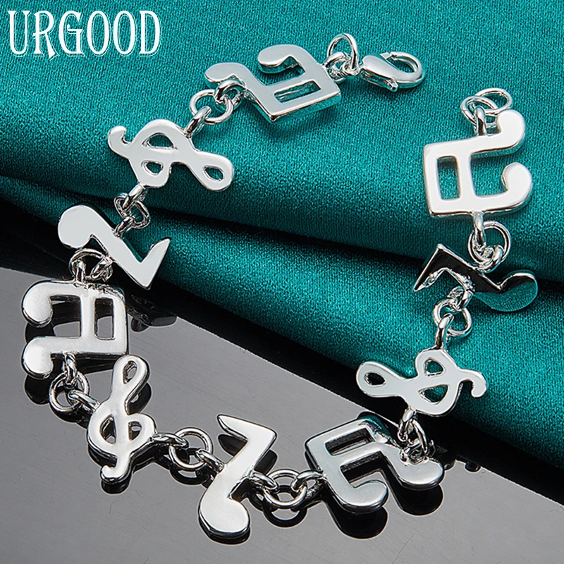 

925 Sterling Silver Music Symbol Chain Bracelet For Women Men Party Engagement Wedding Fashion Jewelry