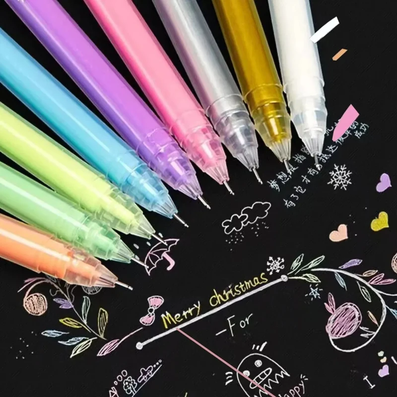 컬러 대용량 바늘 하이라이터 미세 팁 0.5mm 젤 펜 드로잉, DIY 블랙 카드스톡 드로잉 마킹 일기 낙서, 36 개