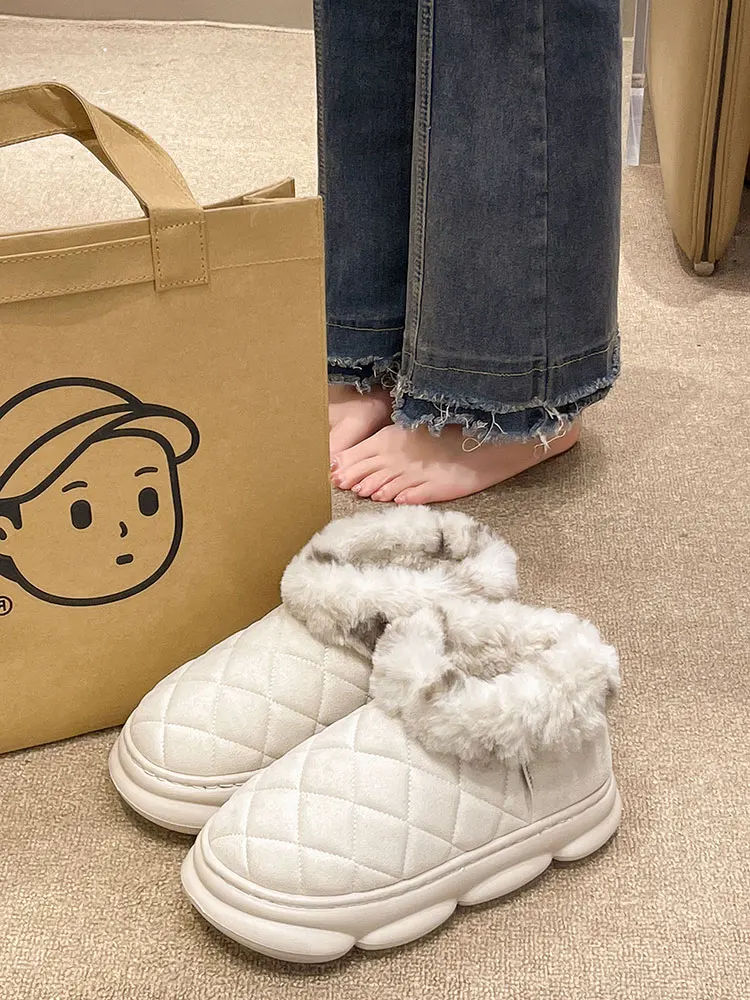 

Сланцы женские на низкой платформе, роскошные Шлепанцы из флока, модная дизайнерская Уличная обувь в римском стиле, короткая плюшевая обувь на плоской подошве, зимние Тапочки