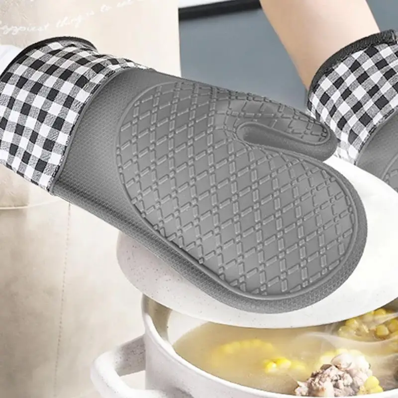 

Extra Long Oven Mitts Heat Resistant Oven Mittens Kitchen Gloves Oven Mitts with Soft Inner Lining for Cooking Baking Grilling