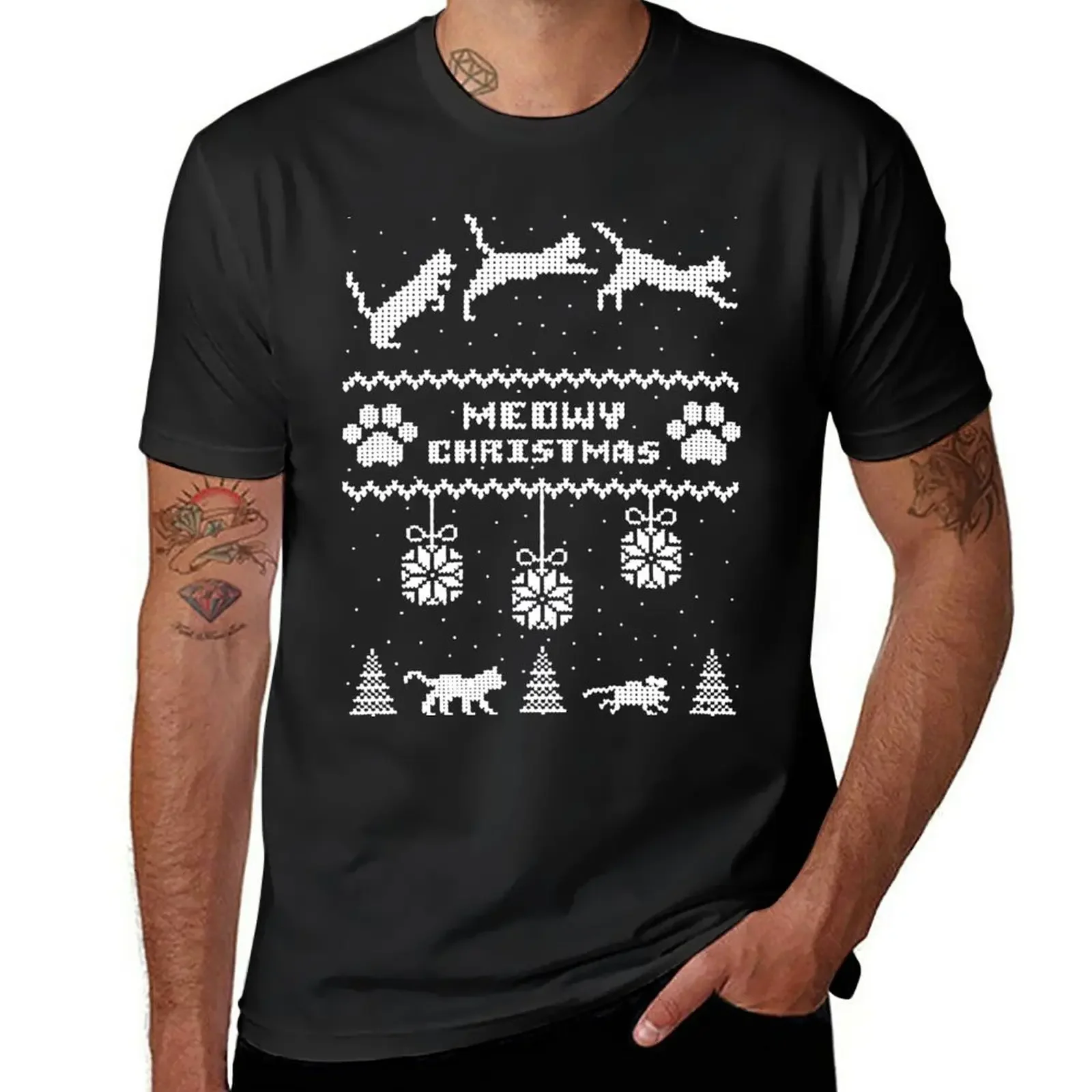 

MEOWY CHRISTMAS T-Shirt summer top summer clothes customs slim fit t shirts for men