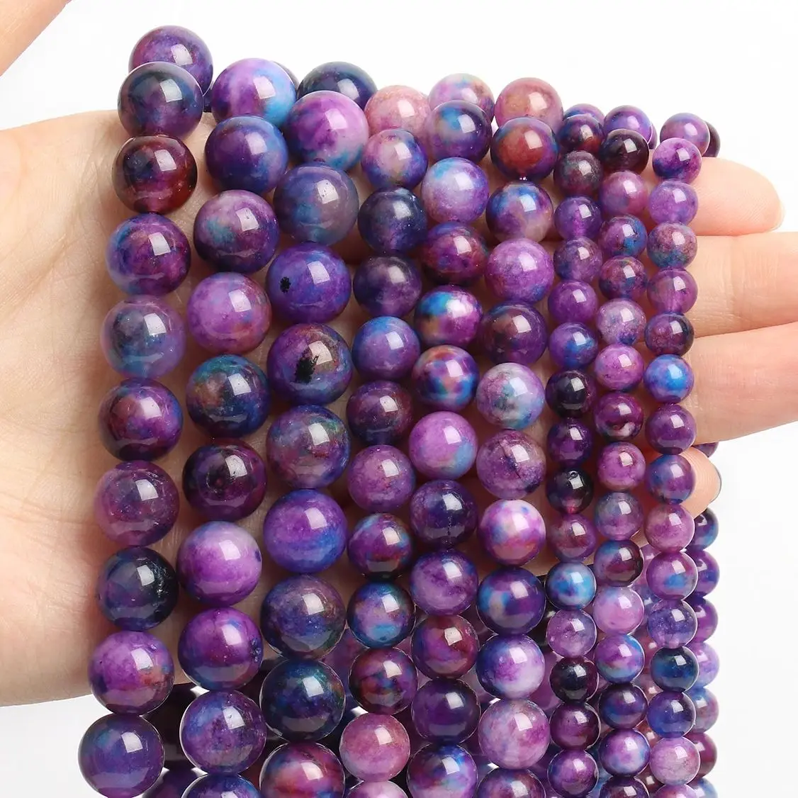 Natural Stone Light Purple Crystal Beads Smooth Loose Spacer Beaded For  Jewelry Making DIY Woman Necklace Bracelet 6/8/10MM