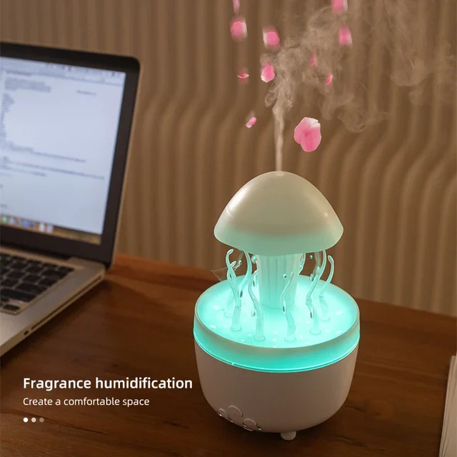 New 300ML Rotating Raindrop Aroma Diffuser, 7-Color LED Night Light & Humidifier, Whisper-Quiet, 3-Timer Mood Lamp for Home 3
