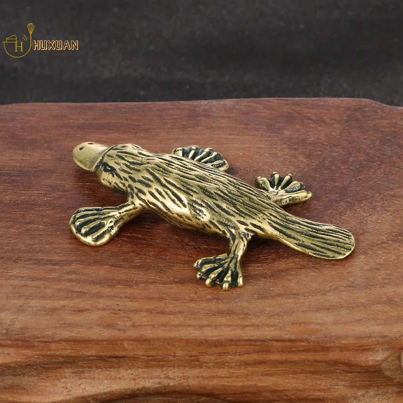 Solid Brass Animal Platypus Figurine Miniature Tea Pet Crafts Desktop Ornament