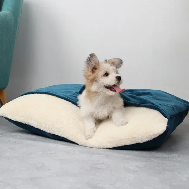 Washable Winter Pet Bed Warm Dogs Kennel Removable Bite resistant Puppy Sofa Cushion Plush Cat Mat for Large Pet Sleeping Bag 2