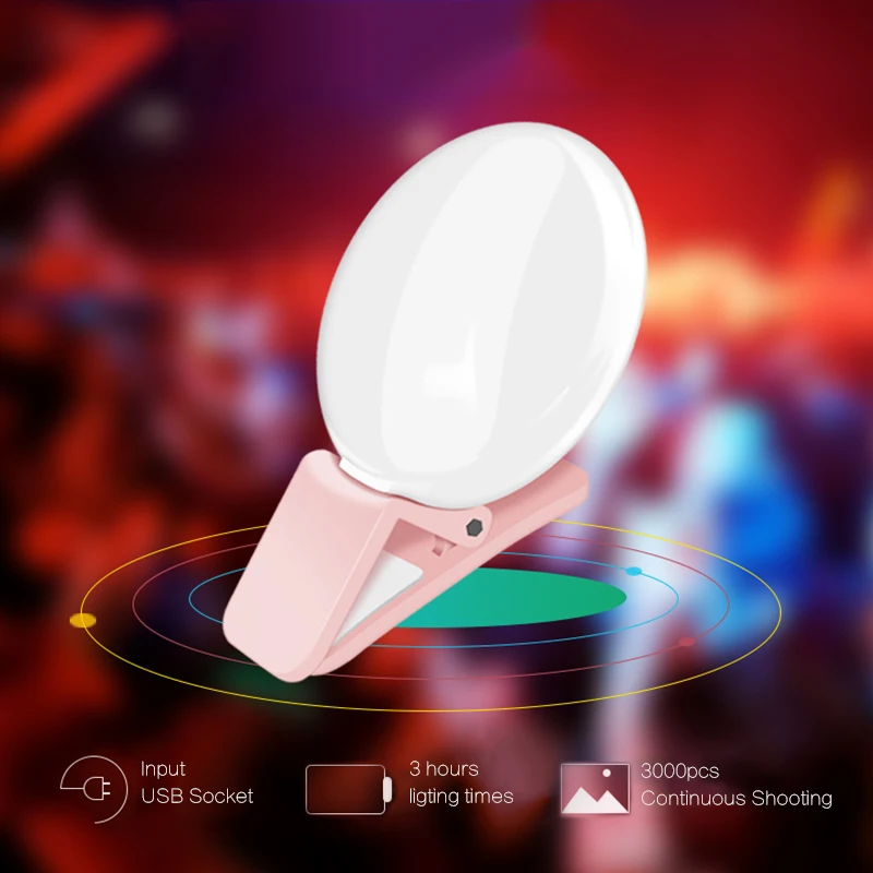 

Adjustable Portable Three Stop Dimming Compact Long-lasting Clip-on Selfie Light Durable Bright Must-have Mini Versatile Sturdy