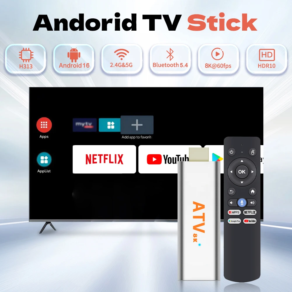 TV Stick Q15 Android16 AllwinnerH313 Support Wifi Bluetooth Voice 4K 8K Video 32GB 64GB 128GB 256GB Streaming Smart Media Player - 3