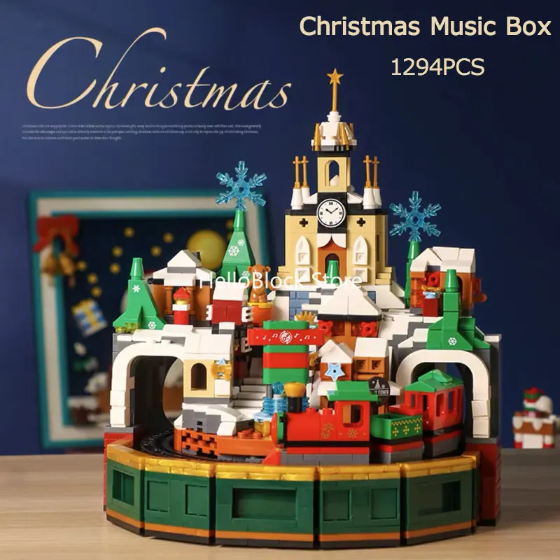 

Ideas Santa Claus Music Box Building Block Christmas Music Castle Bricks Modle Creative Expert Toys Kits For Kid Xmas Gift MOC