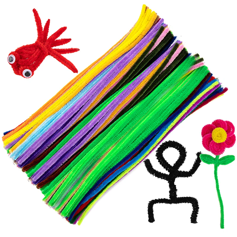 

LMDZ 100Pcs 30cm Chenille Stems Pipe Cleaners Plush Tinsel Kids Educational Toys Handmade Art Materials for DIY Craft Supplies
