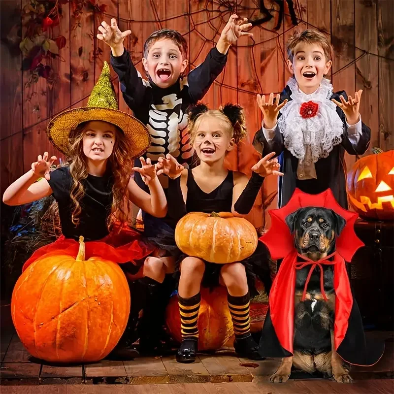 Red Black Adjustable Vampire Cape Costume for Cats Dogs