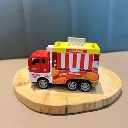 Charming Alloy Dessert Truck Toy - Miniature Pull - Back Vehicle Decoration (Hamburger)