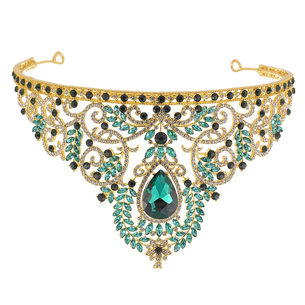 

Женская винтажная тиара в стиле барокко, инкрустированная волосами для невесты (зеленая)