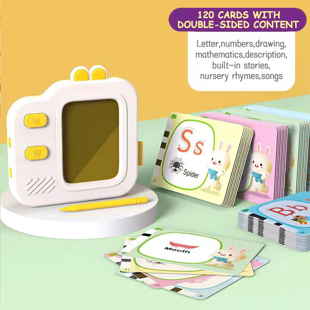Boyama ve Konuşma Flaş Kartları 2'si 1 Arada Öğrenme Oyuncakları, 120 Adet Çift Taraflı Flaş Kart, 3-8 Yaş Çocuklar İçin Eğitici Oyuncak