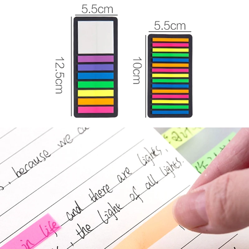 160/300Pcs Color Stickers Transparent Fluorescent Index Tabs Flags Sticky Note Stationery Children Gifts School Office Supplies