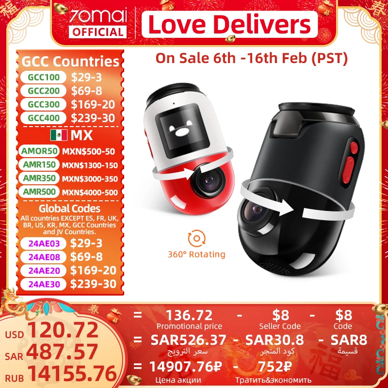 70Mai Dash Cam Omni X200 360 ° Full View Gps Integrato Adas 70Mai Car Dvr X200 Camera 24H Monitor Di Parcheggio Emmc Storage Ai Motion