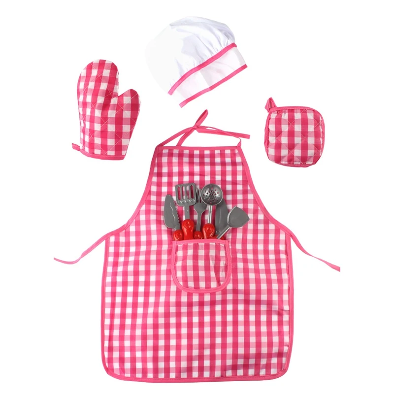 

10Pcs Kids Kitchenware Set,Little Kids Cooking Baking Set Chef Hat Mitt & Utensil For Toddler Dress Up Chef Costume