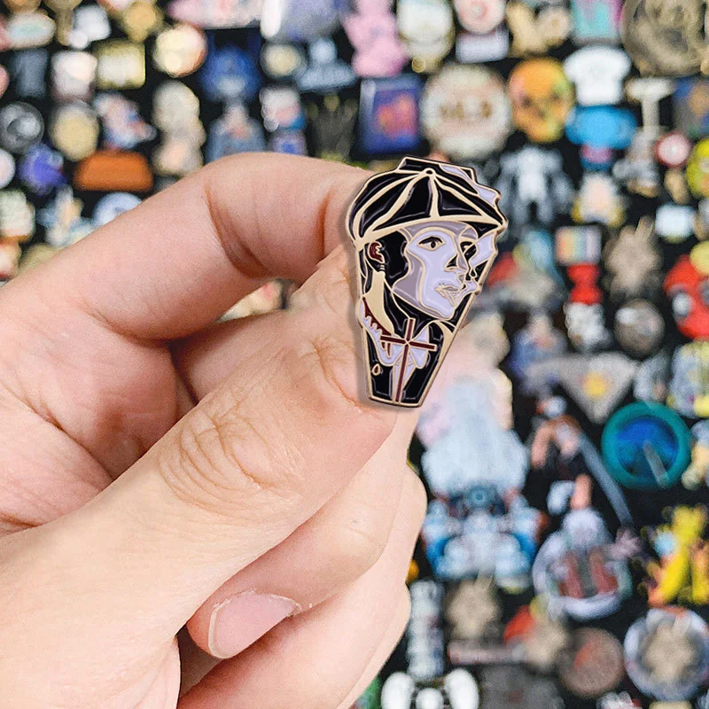 thumbnail image 2 of Misery Is All The Rage Enamel Lapel Pin Brooch For Backpacks Overcoat... 2 of 12