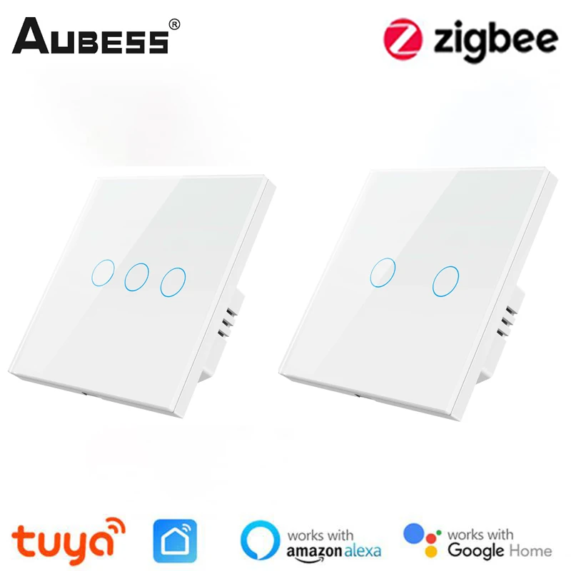 Tuya Zigbee Light Switch APP Voice Control Smart Home Switch Panel Interruptor Wireless Touch