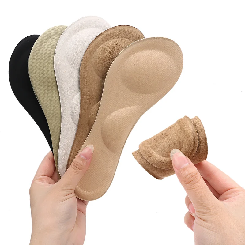 Orthopedic Insoles Heel Insoles Shoe Inserts 4D Imitation Leather Velvet Foot Arch Seven-point Pad High Heels Invisible Non-slip Slow Pressure Soft Shock Absorption
