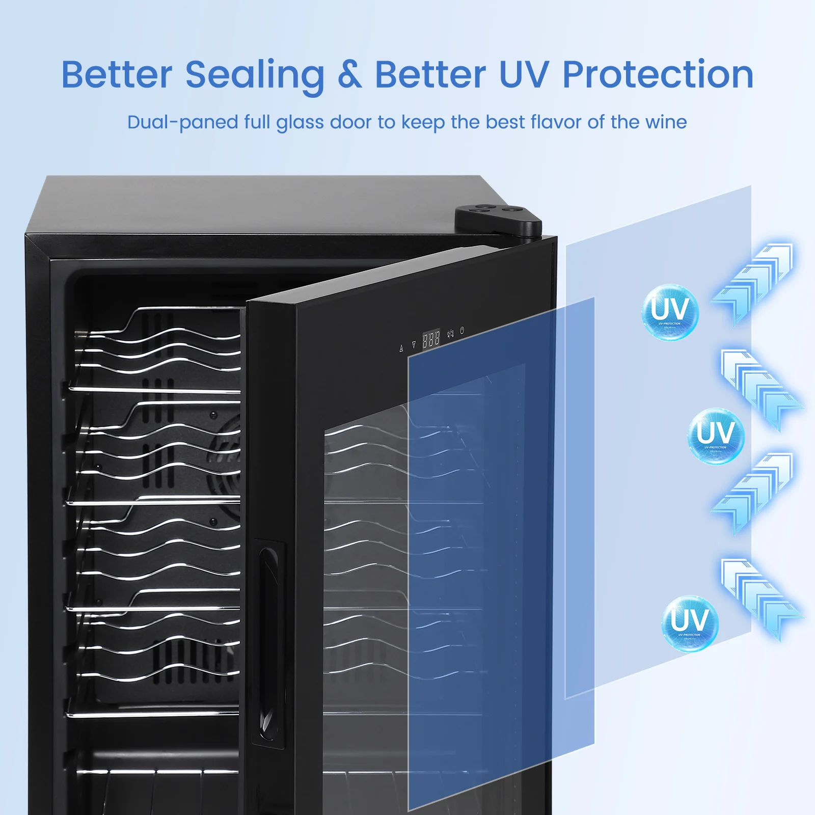 24-Bottle Compressor Wine Cooler Refrigerator Freestanding Beverage Fridge with Digital Temperature Control and Full Glass Door