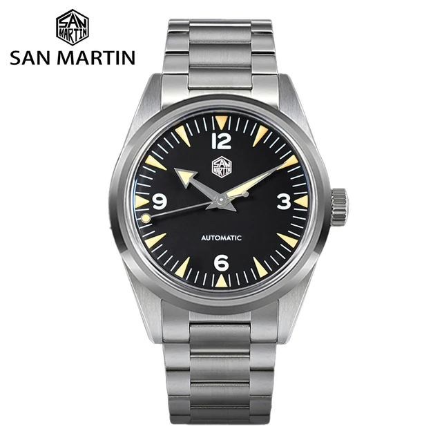 San martin-自動巻き時計,38mm,ビンテージスタイル,1957 nh35