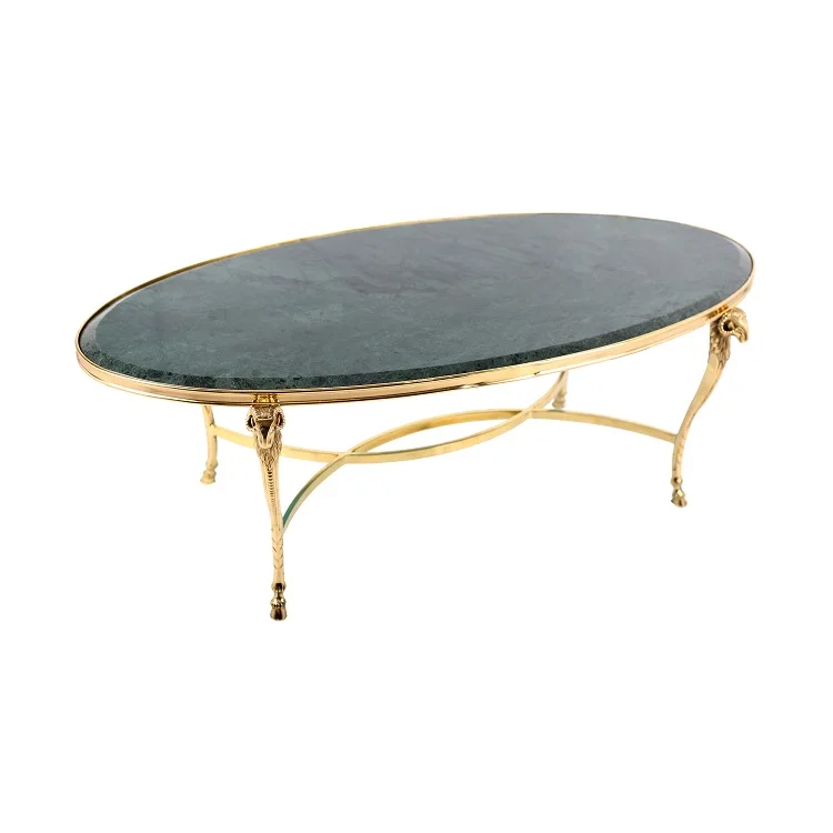 

Modern Luxurious Living Room Coffee Table with Pure Copper Sheep Base