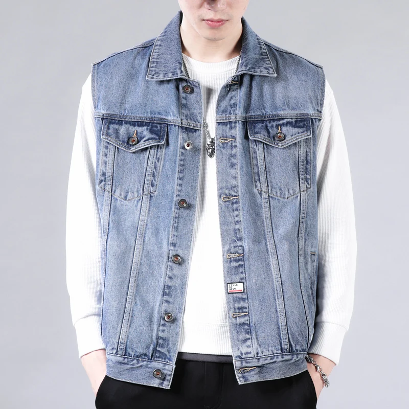 Denim Tank Fashion Abbigliamento Autumn Denim Vest Men's Blue