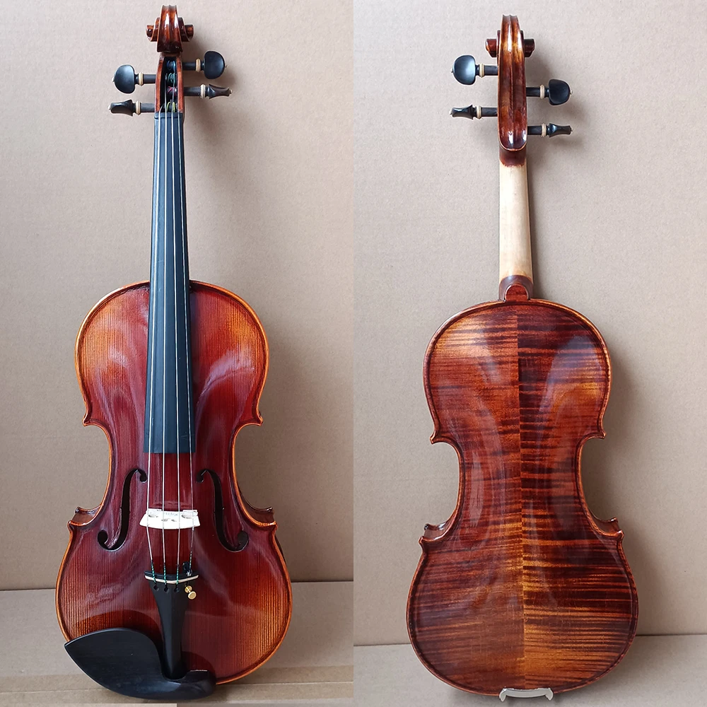 Violino Fatto A Mano In Acero Fiammato Con Tono Profondo! Violino Profissional 4/4 3/4 1/2 1/4 Gonide Pend4. 54.Bocchette Good Flamed Violin Free Case