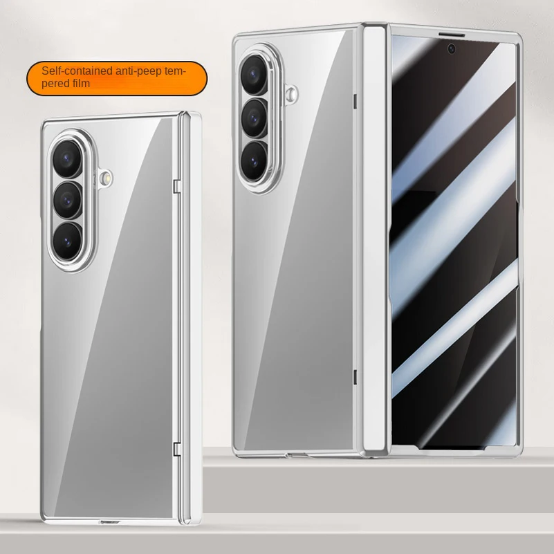 Clear Tempered Glass Protector Case with Spring Hinge Cover, Fully-Enclosed Design
