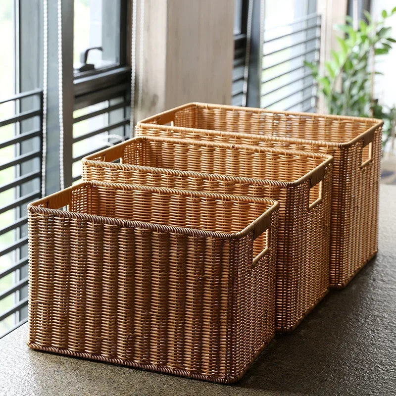 

Woven Basket Rattan imitation Container Books Storage Clothes Closet Toy Sundries Organizer Kids Organizer