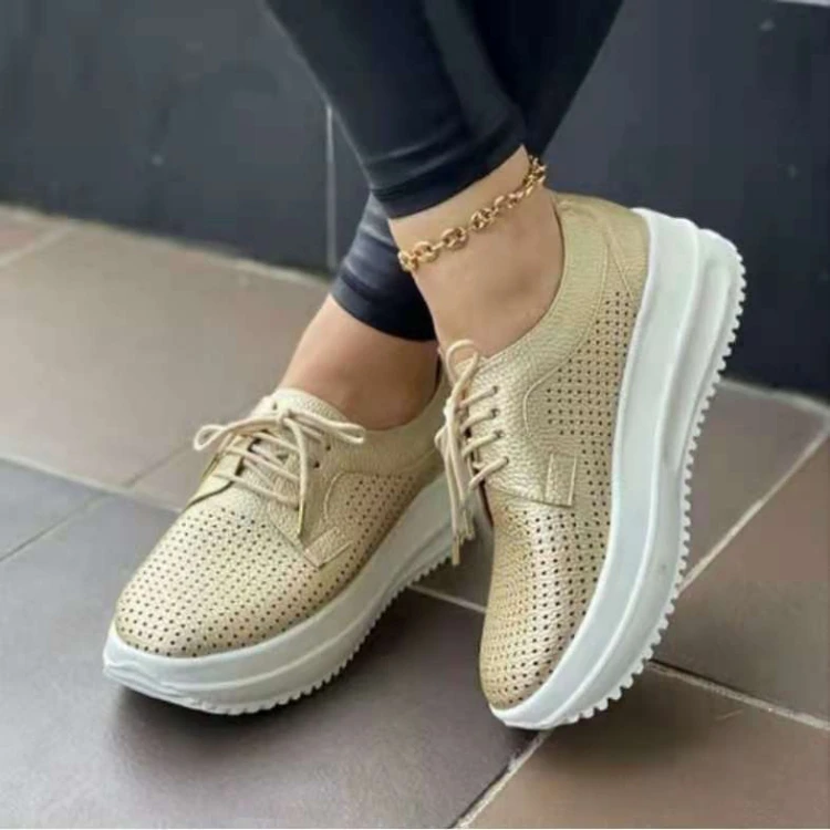 hollow out round toe sneakers