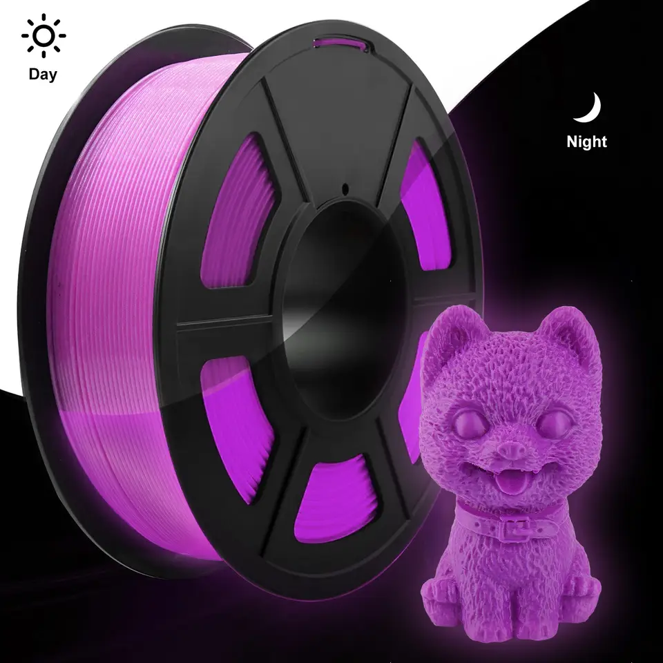 250g Glow in The Dark Filament Multicolor, Green, Blue, Purple and Rainbow, PLA Filament 1.75 mm, 3D Printer Filament Bundle image 7