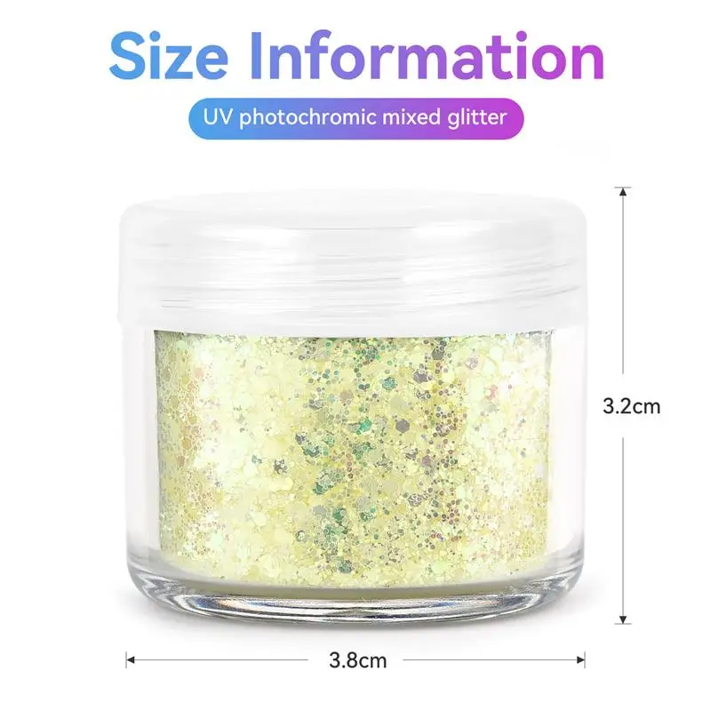 5g UV Light-Changing Glitter Powder DIY Epoxy Resin Pigments Nail Art Dye UV Sensitive Color Temperature Changing Powder