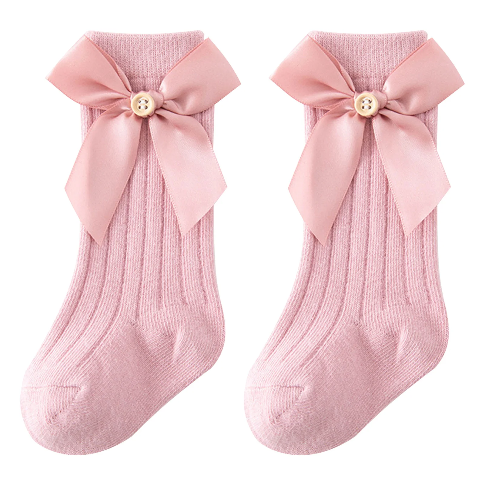

Toddlers Baby Girls Knee High Socks Stretchy Knitted Socks Fashion Bowknot Tube Ruffled Uniform Stockings for Birthday Party