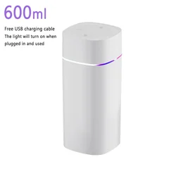 600ml Wireless USB Mini Aroma Humidifier with Dual Nozzle and Silent Cool Mist, featuring Water Shortage Protection - USB Type - C (600ml)